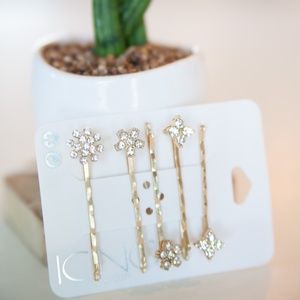 Gold Formal Rhinestone Bobby Pins